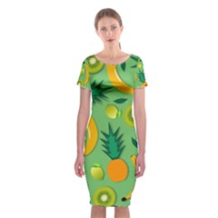 Fruit Tropical Pattern Design Art Classic Short Sleeve Midi Dress by danenraven