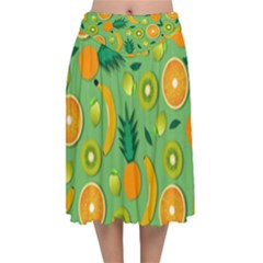 Fruit Tropical Pattern Design Art Velvet Flared Midi Skirt by danenraven