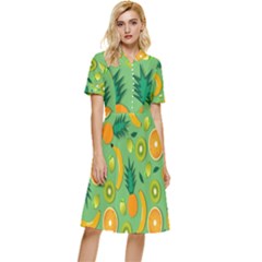 Fruit Tropical Pattern Design Art Button Top Knee Length Dress by danenraven