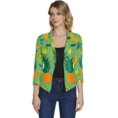 Fruit Tropical Pattern Design Art Women s Casual 3/4 Sleeve Spring Jacket by danenraven