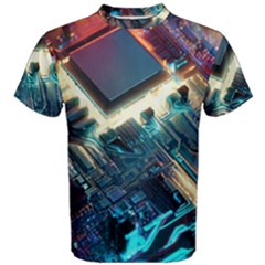 Ai Generated Motherboard City Technology Tech Cpu Men s Cotton Tee by Jancukart