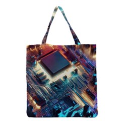 Ai Generated Motherboard City Technology Tech Cpu Grocery Tote Bag