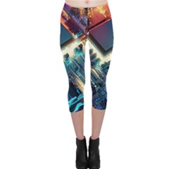 Ai Generated Motherboard City Technology Tech Cpu Capri Leggings 