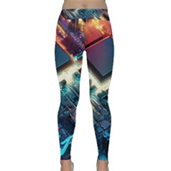 Ai Generated Motherboard City Technology Tech Cpu Classic Yoga Leggings by Jancukart