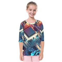 Ai Generated Motherboard City Technology Tech Cpu Kids  Quarter Sleeve Raglan Tee