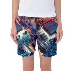 Ai Generated Motherboard City Technology Tech Cpu Women s Basketball Shorts by Jancukart