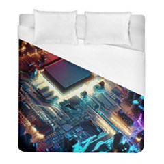 Ai Generated Motherboard City Technology Tech Cpu Duvet Cover (full/ Double Size)