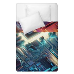 Ai Generated Motherboard City Technology Tech Cpu Duvet Cover Double Side (single Size) by Jancukart