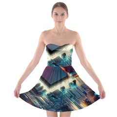 Ai Generated Motherboard City Technology Tech Cpu Strapless Bra Top Dress