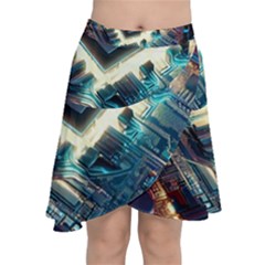 Ai Generated Motherboard City Technology Tech Cpu Chiffon Wrap Front Skirt by Jancukart