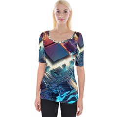 Ai Generated Motherboard City Technology Tech Cpu Wide Neckline Tee