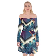 Ai Generated Motherboard City Technology Tech Cpu Off Shoulder Skater Dress