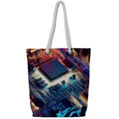 Ai Generated Motherboard City Technology Tech Cpu Full Print Rope Handle Tote (small)