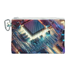 Ai Generated Motherboard City Technology Tech Cpu Canvas Cosmetic Bag (large) by Jancukart