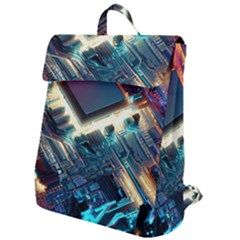 Ai Generated Motherboard City Technology Tech Cpu Flap Top Backpack by Jancukart