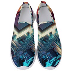 Ai Generated Motherboard City Technology Tech Cpu Men s Slip On Sneakers by Jancukart