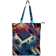 Ai Generated Motherboard City Technology Tech Cpu Double Zip Up Tote Bag by Jancukart