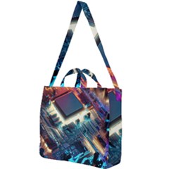 Ai Generated Motherboard City Technology Tech Cpu Square Shoulder Tote Bag