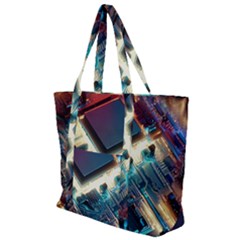 Ai Generated Motherboard City Technology Tech Cpu Zip Up Canvas Bag by Jancukart