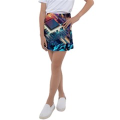 Ai Generated Motherboard City Technology Tech Cpu Kids  Tennis Skirt by Jancukart