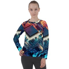 Ai Generated Motherboard City Technology Tech Cpu Women s Long Sleeve Raglan Tee