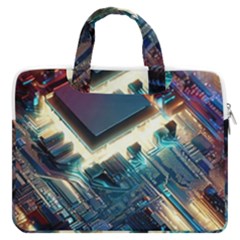 Ai Generated Motherboard City Technology Tech Cpu Macbook Pro 13  Double Pocket Laptop Bag by Jancukart