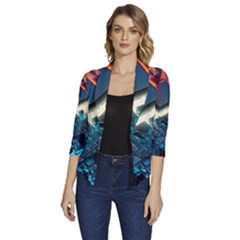 Ai Generated Motherboard City Technology Tech Cpu Women s Draped Front 3/4 Sleeve Shawl Collar Jacket by Jancukart