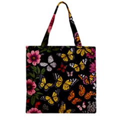 Flowers Butterfly Blooms Flowering Spring Zipper Grocery Tote Bag