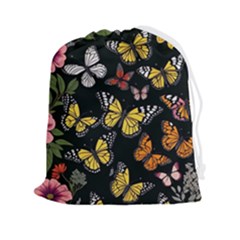 Flowers Butterfly Blooms Flowering Spring Drawstring Pouch (2xl)