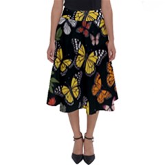 Flowers Butterfly Blooms Flowering Spring Perfect Length Midi Skirt