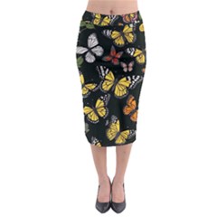 Flowers Butterfly Blooms Flowering Spring Midi Pencil Skirt