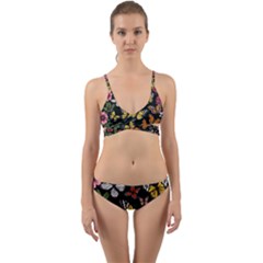 Flowers Butterfly Blooms Flowering Spring Wrap Around Bikini Set