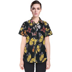 Flowers Butterfly Blooms Flowering Spring Women s Short Sleeve Shirt