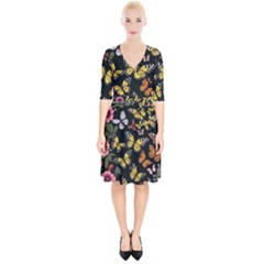 Flowers Butterfly Blooms Flowering Spring Wrap Up Cocktail Dress