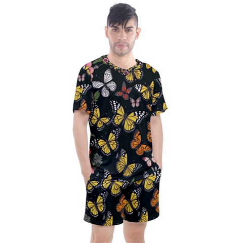 Flowers Butterfly Blooms Flowering Spring Men s Mesh Tee And Shorts Set by Jancukart