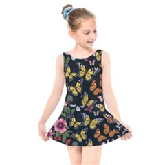 Flowers Butterfly Blooms Flowering Spring Kids  Skater Dress Swimsuit