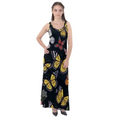 Flowers Butterfly Blooms Flowering Spring Sleeveless Velour Maxi Dress