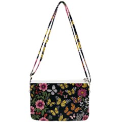 Flowers Butterfly Blooms Flowering Spring Double Gusset Crossbody Bag