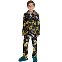 Flowers Butterfly Blooms Flowering Spring Kids  Long Sleeve Velvet Pajamas Set