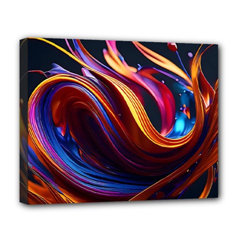 Ai Generated Waves Splash Liquid Paint Wall Deluxe Canvas 20  X 16  (stretched)