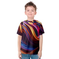 Ai Generated Waves Splash Liquid Paint Wall Kids  Cotton Tee