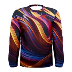 Ai Generated Waves Splash Liquid Paint Wall Men s Long Sleeve Tee by Jancukart