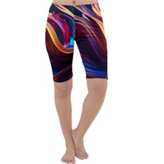 Ai Generated Waves Splash Liquid Paint Wall Cropped Leggings 