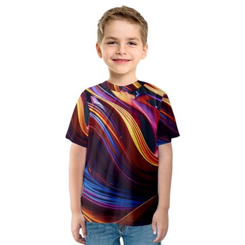 Ai Generated Waves Splash Liquid Paint Wall Kids  Sport Mesh Tee by Jancukart