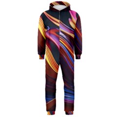 Ai Generated Waves Splash Liquid Paint Wall Hooded Jumpsuit (men) by Jancukart