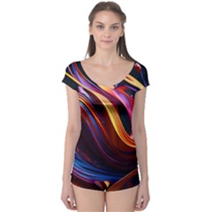 Ai Generated Waves Splash Liquid Paint Wall Boyleg Leotard  by Jancukart