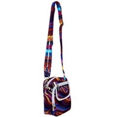 Ai Generated Waves Splash Liquid Paint Wall Shoulder Strap Belt Bag