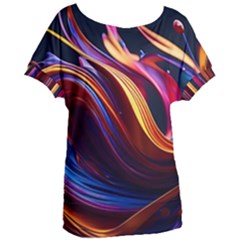 Ai Generated Waves Splash Liquid Paint Wall Women s Oversized Tee by Jancukart