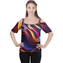 Ai Generated Waves Splash Liquid Paint Wall Cutout Shoulder Tee