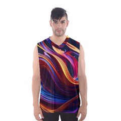 Ai Generated Waves Splash Liquid Paint Wall Men s Basketball Tank Top by Jancukart